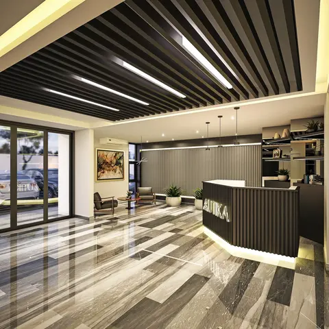 Interior de departamento con sala moderna