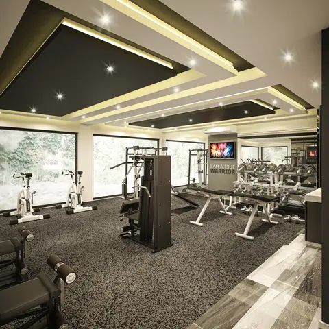 Piscina con área de asoleadero